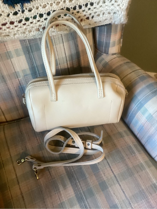portland leather goods Handbags - Portland Leather Cream Mini Bowler Satchel Crossbody Bag